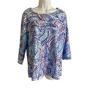 Juniper + Lime 3/4 Sleeve Jacquard Colorful Print Women's Medium NEW